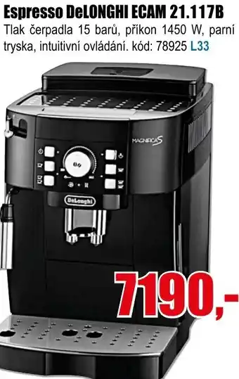EVA Espresso DELONGHI ECAM 21.117B nabídka