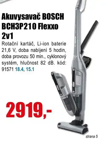 EVA Akuvysavač BOSCH BCH3P210 Flexxo 2v1 nabídka