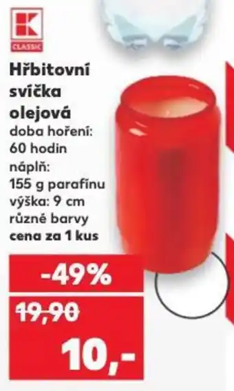 Kaufland Hřbitovní svíčka olejová nabídka