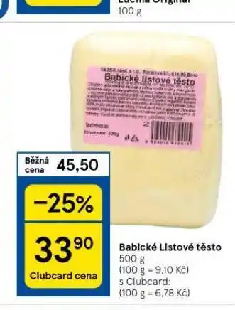 Tesco Babické listové těsto nabídka