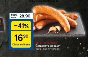 Tesco Česneková klobása nabídka