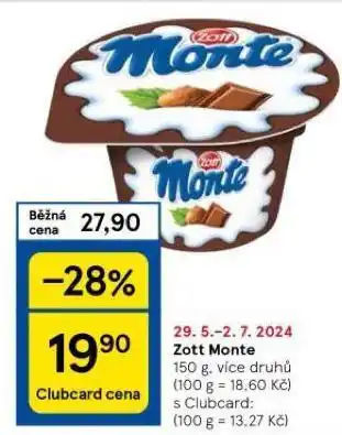 Tesco Zott monte nabídka