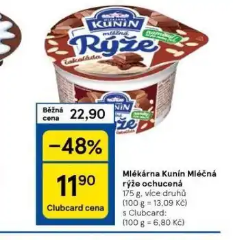 Tesco Kunín mléčná rýže nabídka