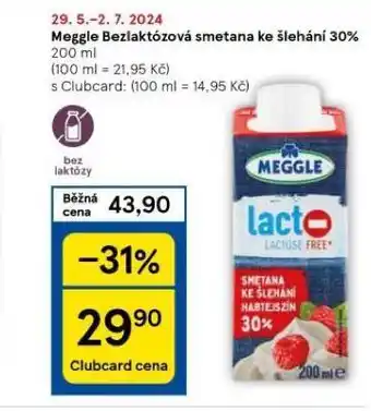 Tesco Meggle bezlaktózová smetana ke šlehání nabídka