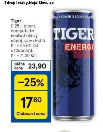 Tesco Tiger energy drink nabídka