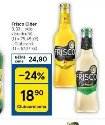 Tesco Frisco cider nabídka