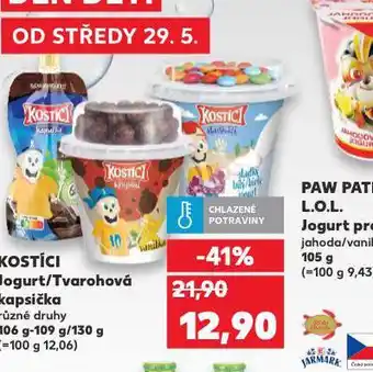 Kaufland Kostíci jogurt / tvarohová kapsička nabídka