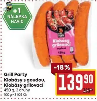 Billa Grill Party Klobásy s goudou, Klobásy grilovací nabídka