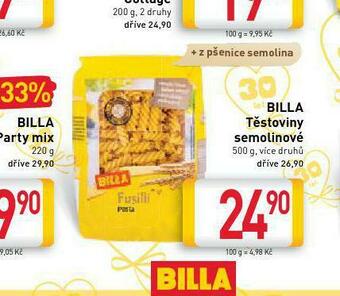 Billa Billa těstoviny semolinové nabídka