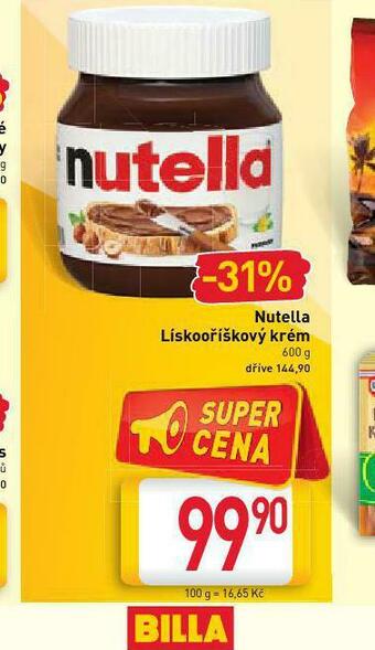 Billa Nutella lískooříškový krém nabídka
