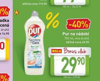 Billa Pur na nádobí nabídka