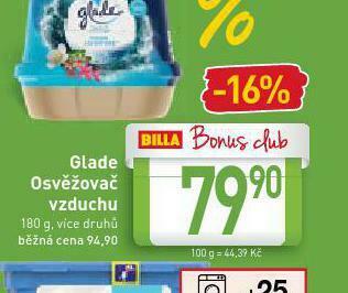 Billa Glade osvěžovač vzduchu nabídka