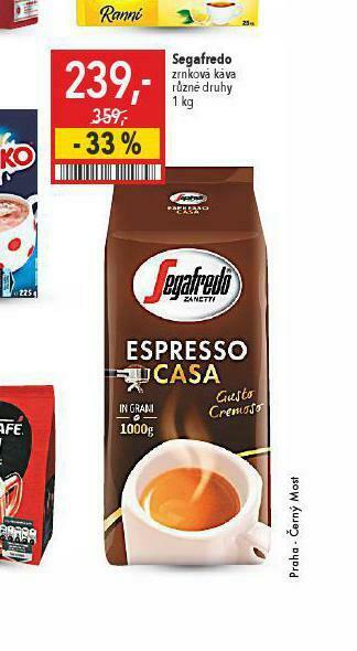 Globus Segafredo zrnková káva nabídka