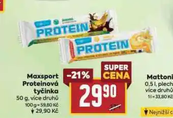 Billa Maxsport proteinová tyčinka nabídka