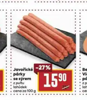 Billa Javořické párky se sýrem nabídka