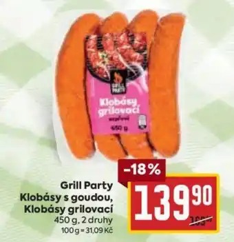 Billa Grill Party Klobásy s goudou, Klobásy grilovací nabídka