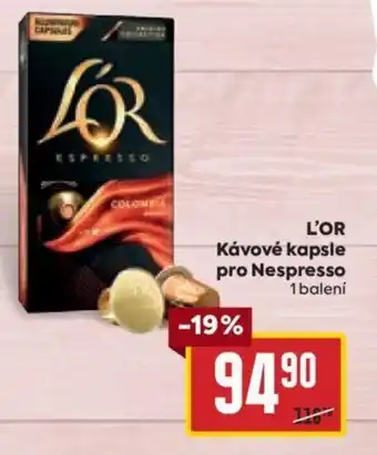 Billa L'OR Κάνονέ kapsle pro Nespresso nabídka
