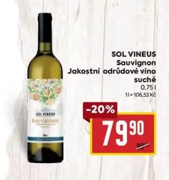 Billa SOL VINEUS Sauvignon Jakostní odrůdové víno suché 0.75L nabídka