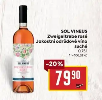 Billa SOL VINEUS Zweigeltrebe rosé Jakostní odrůdové víno suché 0.75L nabídka