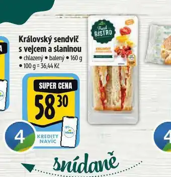 Albert Královský sendvič s vejcem a slaninou nabídka