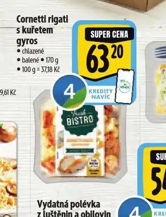 Albert Cornetti rigati s kuřetem gyros nabídka
