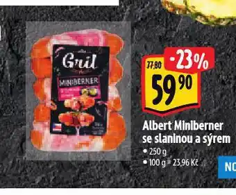 Albert Miniberner se slaninou a sýrem nabídka