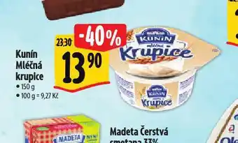 Albert Kunín mléčná krupice nabídka