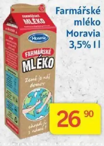 Kubík potraviny Farmářské mléko Moravia 3,5% 1L nabídka