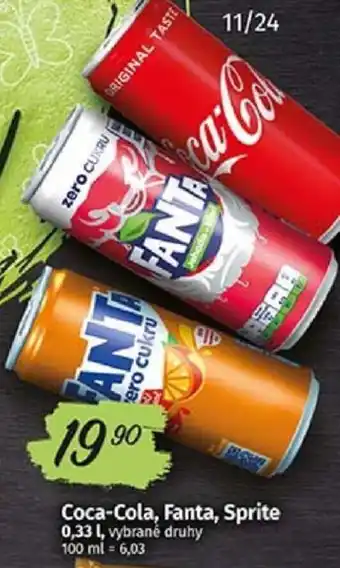 COOP TIP Coca-Cola, Fanta, Sprite 0,33L nabídka