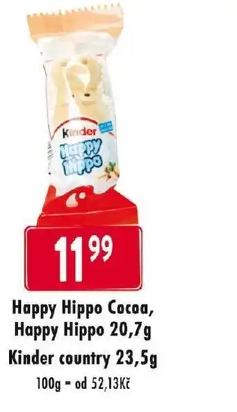 Qanto Happy Hippo Cocoa, Happy Hippo 20,7g Kinder country 23,5g nabídka