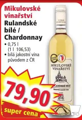 Norma Mikulovské vinařství Rulandské bílé / Chardonnay 0.75L nabídka