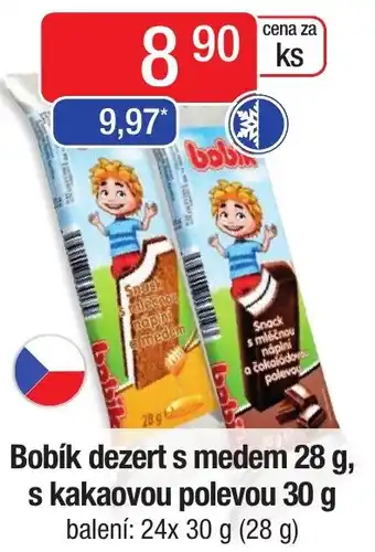 Qanto Bobík dezert s medem 28 g, s kakaovou polevou 30 g nabídka