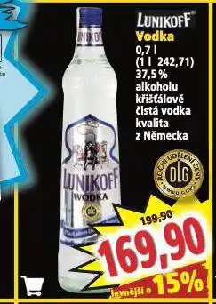 Norma Lunikoff vodka nabídka