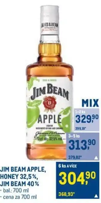 Makro JIM BEAM APPLE, HONEY 32,5%, JIM BEAM 40% nabídka
