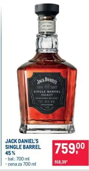 Makro JACK DANIEL'S SINGLE BARREL 45% nabídka