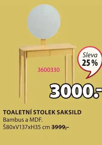 JYSK TOALETNÍ STOLEK SAKSILD nabídka