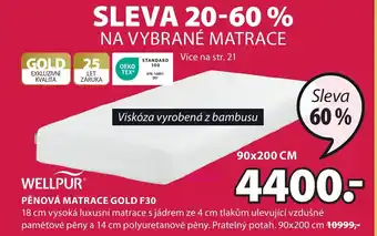 JYSK PĚNOVÁ MATRACE GOLD F30 nabídka