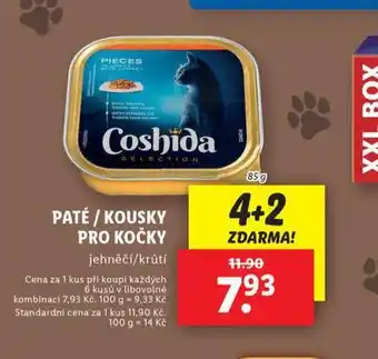 Lidl Coshida paté / kousky pro kočky nabídka