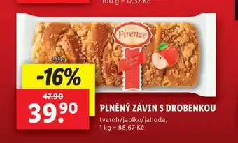 Lidl Plněný závin s drobenkou nabídka