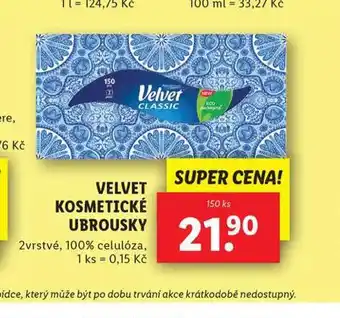 Lidl Velvet kosmetické ubrousky nabídka