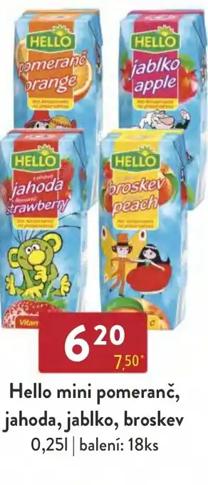 Qanto Hello mini pomeranč, jahoda, jablko, broskev 0,25L nabídka