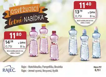 Qanto Rajec - Mateřídouška, Pampeliška, Brusinka Rajec - Jemně sycená, Nesycená, kyslík 0.75L nabídka