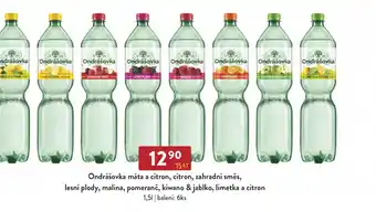 Qanto Ondrášovka máta a citron, citron, zahradní směs, lesní plody, malina, pomeranč, kiwano & jablko, limetka a citron 1,5L nabídka