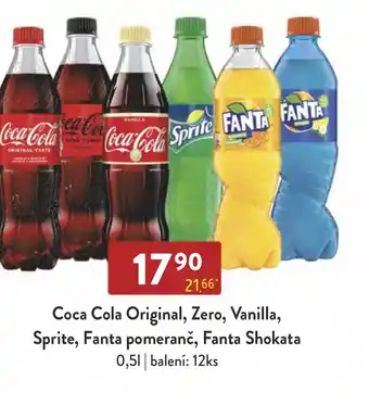 Qanto Coca Cola Original, Zero, Vanilla, Sprite, Fanta pomeranč, Fanta Shokata 0,5L nabídka