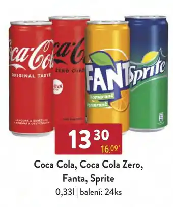 Qanto Coca Cola, Coca Cola Zero, Fanta, Sprite 0.33L nabídka