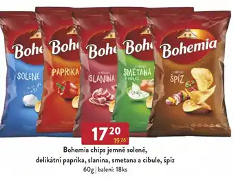 Qanto Bohemia chips jemně solené, delikátní paprika, slanina, smetana a cibule, špíz nabídka