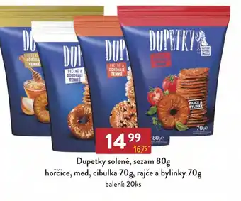 Qanto Dupetky solené, sezam 80g hořčice, med, cibulka 70g, rajče a bylinky 70g nabídka