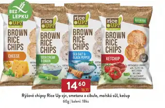 Qanto Rýžové chipsy Rice Up sýr, smetana a cibule, mořská sůl, kečup nabídka