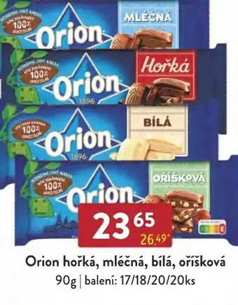 Qanto Orion hořká, mléčná, bílá, oříšková nabídka