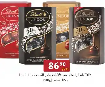 Qanto Lindt Lindor milk, dark 60%, assorted, dark 70% nabídka